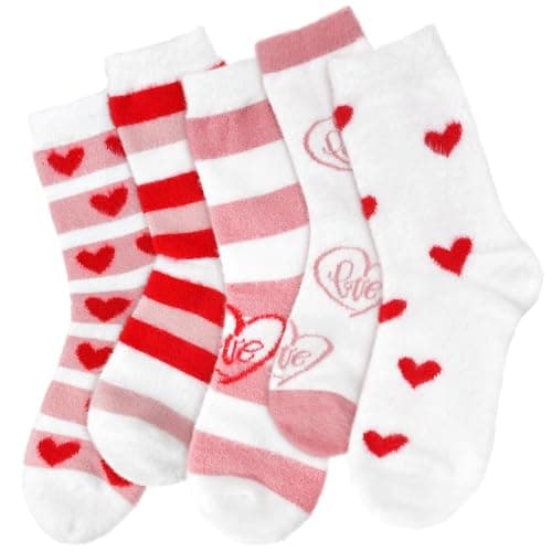 FilmHOO Valentines Day Gifts for Her Wife Fuzzy Socks for Women Cozy Fluffy Warm Socks Birthday Galentines Day Gifts - Image 1
