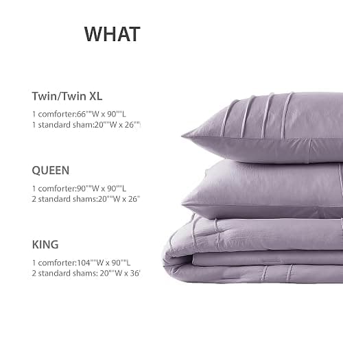 Regency Heights Queen Size Comforter Set Lavender Purple, 3 Pieces Bedding Set, Ultra Soft Prewashed Bed Set, Pinch Pleat All Seasons Lightweight Comforter and Shams thumbnail 5