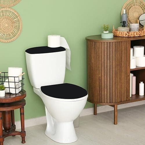 2Set Toilet Lid Cover and Toilet Tank Lid Cover Toilet Cover with Elastic Bottom Fabric Cover for A Lid Toilet Tank Toilet Top Cover Back of Toilet Tank Cover Replacement (Black) thumbnail 7