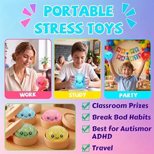 Light Up Squishy,Glowing Squishies with Mystery Box ,Sensory Stress Dough Ball Squeeze Toys for Stress Relief ,Soft Squeeze for Stretchy Desk (Yellow) thumbnail 7