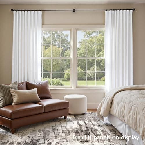 jinchan White Curtains for Living Room Bedroom Linen Textured Curtains 90 Inches Long Farmhouse Country Casual Weave Back Tab Drapes Light Filtering Window Draps 2 Panels White thumbnail 8