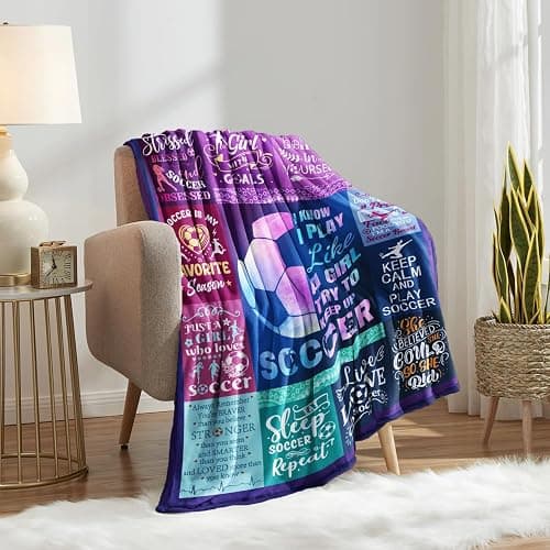 Soccer Blanket Gifts for Girls Ultra Soft Flannel Soccer Throw Blanket for Soccers Lover Player Team Soccers Gifts Stuff 50"x40" thumbnail 2