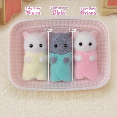 Calico Critters Persian Cat Triplets - Collectible Dollhouse Figures with Cradle Accessory thumbnail 3