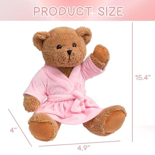 HollyHOME Pajama Bear Get Well Soon Teddy Bear in Bathrobe Plush Toy Birthday Bedtime Gift for Girls 16 inches thumbnail 3