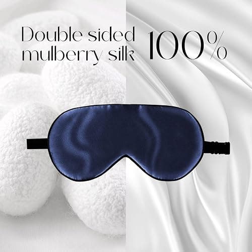 ZIMASILK Adjustable 100% Mulberry Silk Sleep Mask | Super-Smooth Soft Natural Silk Eye Mask for Sleep, Travel, Multiple Color Options ( Navy Blue ) thumbnail 3