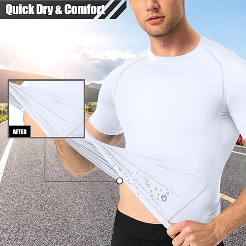 Towintec Men's Compression Shirts Workout Sports Short Sleeve Running Tops Cool Dry Tight T-Shirt Baselayer Gym Undershirts thumbnail 5