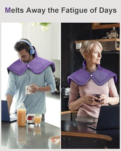 Heating Pad for Neck and Shoulder Pain Relief, Christmas Gifts for Women Mom Wife Sister Grandma Elderly, 2lb Electric Neck Back Heated Pad for Lady, Stocking Stuffers for Her Girlfriend, Purple thumbnail 6