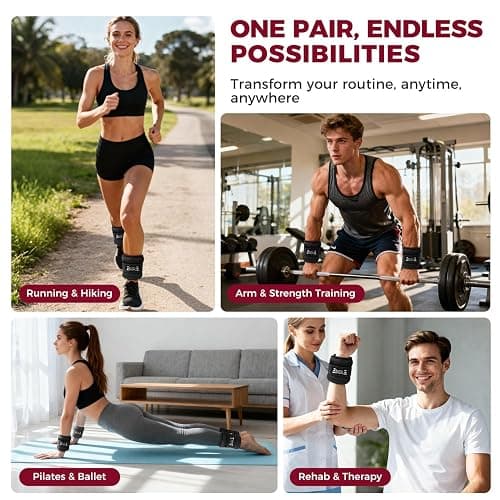 BAGAIL Ankle Wrist Weights for Women & Men, One Pair of 1/2/4/6/8/10 LBS Wearable Leg Arm Weights with Sleek Design & Secure Fit for Walking, Running, Pilates, Home Fitness & Physical Therapy thumbnail 6