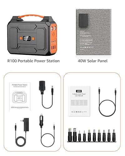 Solar Powered Generator 200W Peak/100W Rated, Portable Solar Generator Power Station with Solar Panels 40W Included, 146Wh Solar Power Bank with AC Outlet 110V for Home Use Camping Outdoor Adventure thumbnail 9