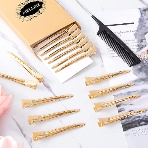 24pcs Hair Sectioning Clips with Styling Comb, 3.5 Inches Duckbill Hair Clips Metal Crocodile Hairdressing Curl Clips thumbnail 7