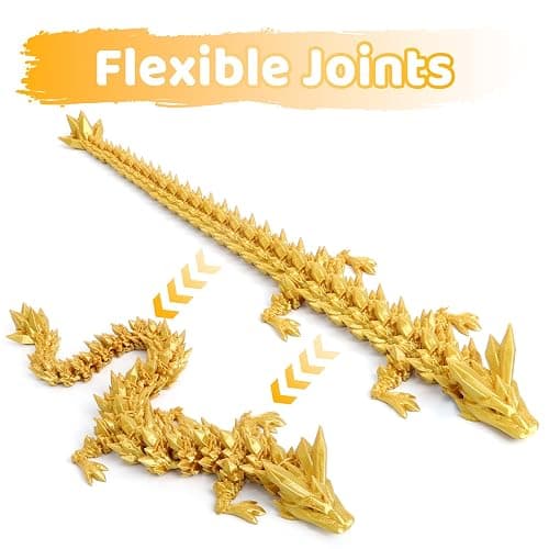Flavery 3D Printed Dragon Egg - Gold - Easter Basket Stuffers, Surprise Egg with 12" Flexible Crystal Dragon Inside, Mythical 3D Printed Gift Toy, Desk Executive Pet, Figurine Decor for Birthday thumbnail 5