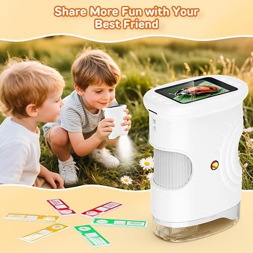1000X Handheld Digital Microscope for Kids with 2.0" IPS Screen, Easter Gifts Portable STEM Science Lab Toy, Rechargeable Pocket Microscope Educational Gift for Boys & Girls Age 4-6 8-12, White thumbnail 7