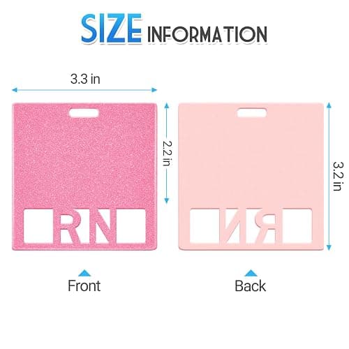 Plifal RN Badge Buddy Card Holder - Pink Registered Nurse Accessories Glitter Horizontal Double Sided ID Name Tag for Hospital Medical Staff Work thumbnail 3
