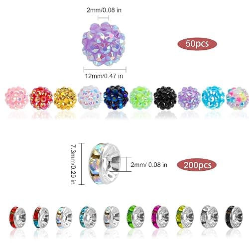250 Pcs Beads for Pens, Focal Beads for Beadable Pens, Rhinestone Bead, Spacer Bead for Bracelets thumbnail 5