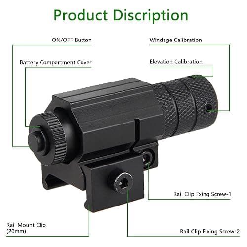 KASENTE Red Laser Beam Sight with 21mm Picatinny Weaver Rail Mount for Airsoft Gun Pistol Rifle, Black thumbnail 2