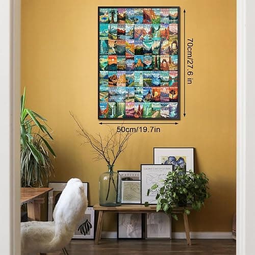 National Parks Puzzle for Adults 1000 Pieces, Travel Poster Landscape Puzzle Including Zion Yellowstone Yosemite, Nature Jigsaw Puzzles Scenery Mountain Scene thumbnail 3