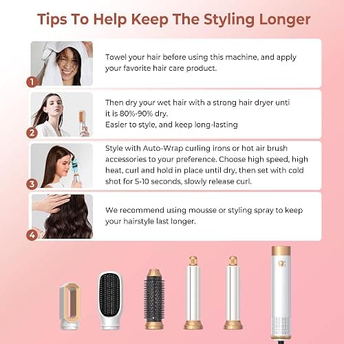 Air Styler 5 In 1 Magic Styler Avec 1000W Seche Cheveux, Brushing Brosse Soufflante, Auto Boucleur a Air, Brosse Soufflante Lissante, pour Sécher, Boucler, Lisser thumbnail 8