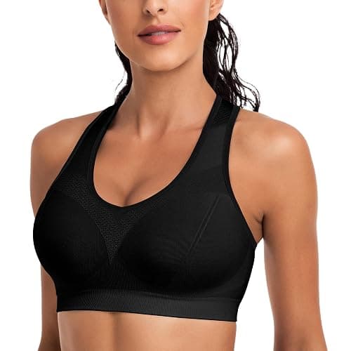 Racerback Sports Bras for Women with Pads - High Impact Athletic Tank Tops for Yoga and Workout Brassieres Bra thumbnail 4