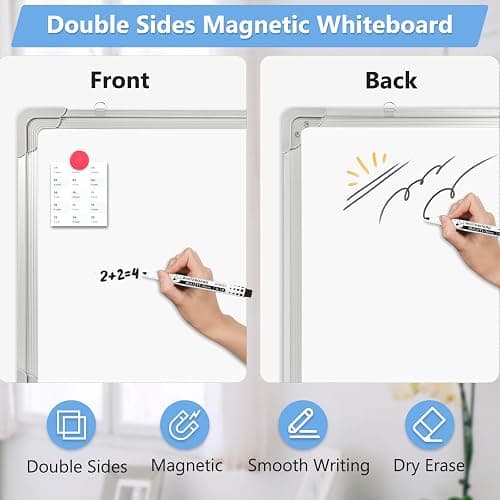 AMUSIGHT Double-Sided White Board, 16" x 12" Dry Erase Board Small Whiteboard for Wall Magnetic Hanging White Board Dry Erase for College Dorm Room, School, Home, Office thumbnail 5