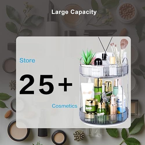 Niluks 360 Rotating Makeup Organizer, 2 Tier Lazy Susan Bathroom Counter Organizer, Skincare Organizers, Spinning Perfume Organizer & Vanity Organizer Countertop (Classic Grey, 2 Tier) thumbnail 6