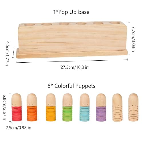 TotataTree Wooden Pop Up Puppets|Wooden Cause and Effect Toys for Boys & Girls, Montessori Color Matching Toys,Special Festival Gift for Kids 2 3 4 thumbnail 2
