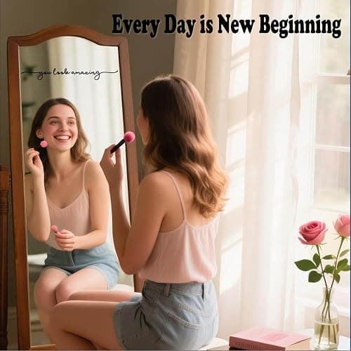 ZONICE You Look Amazing Mirror Decal - 18 x 2.5 Inch Mirror Vinyl Slogan Wall Sticker for Bedroom,Living Room,Office,Bathroom,Beauty Salon,Hair Salon.Inspirational Quotes Decal for Women,Girl,Student thumbnail 6