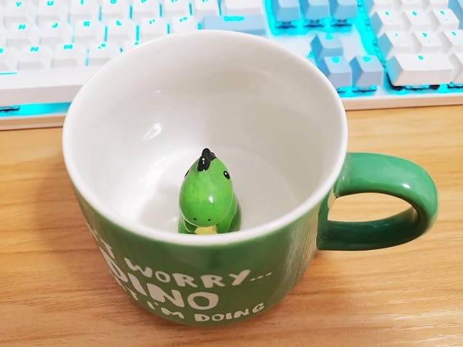 Biigming Tasse Dinosaure 3D Mug en Céramique avec Motif Animal à l'intérieur 350ml Faite à la Main Tasse à café Cadeaux pour Noël Anniversaire Fête Enfants(Dinosaure) thumbnail 2