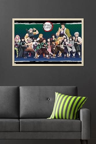 Trends International Demon Slayer - Lineup Wall Poster, 34L x 22.4W, Blonde Framed Version thumbnail 6
