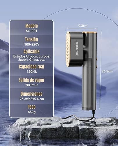 Jack ＆ Rose Travel Steamer for Clothes,100-220V Portable Iron,15s Heat Up,Steamer ＆ Iron 2 In 1, Travel Size,Large Ceramic Heat Panel,for Global and Europe thumbnail 7