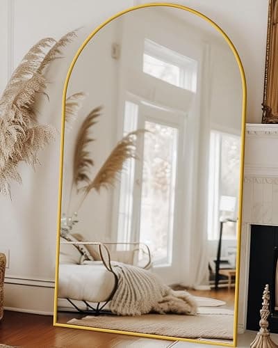 Antok Full Length Mirror, 81"x41" Floor Mirror with Stand, Gold, Arched | Shatter-Proof Glass, Floor Standing, Hanging, Leaning, HD Full Body Mirror with Aluminum Alloy Frame for Bedroom Livingroom - Image 1