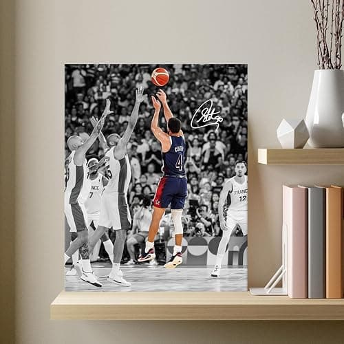 NBA Canvas Wall Art Decor - Stephen Curry Iconic Three-Point Shot Team USA Olympic Game Scene, Basketball Wall Poster for Sports Fans, Home, Bedroom or Game Room Decor 16X20 inch thumbnail 4