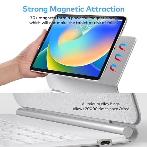 runelk Keyboard Case Compatible with iPad 10th Generation 2022 - Keyboard Case with Multi-Touch Trackpad for iPad 10.9" 10th Gen–Wireless Tablet Keyboard Case with touchpad - White thumbnail 4