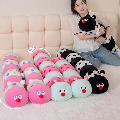 Hofun4U Caterpillar Stuffed Long Plush Pillow - Home Decoration Christmas Birthday for Kids Adults (Green,33 inch) thumbnail 5
