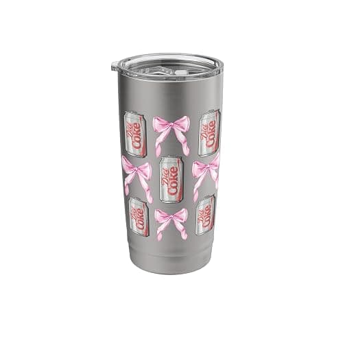 Coca-Cola Diet Coke & Pink Bows Collage Logo Vintage Stainless Steel Insulated Tumbler - Image 1