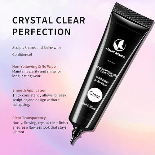 MAGIC ARMOR 15g 3D Nail Gel Sculpting Gel Nail Art Glue for Nail Art Designs DIY Nail Craving Molding Gel for 3D Gel Nail Art Polish Painting Drawing Gel Sculpture Gel Nail Decoration Manicure Clear thumbnail 5
