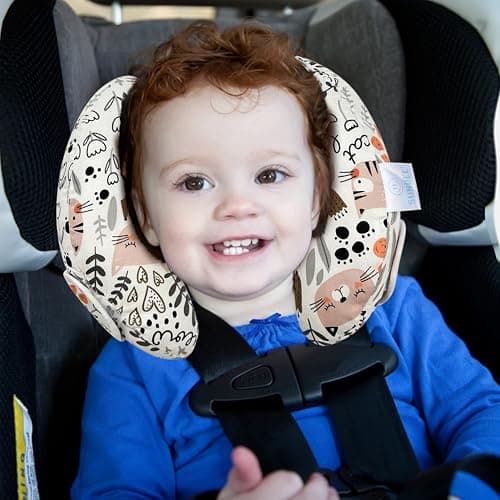 Baby Car Seat Head Neck Support, Toddler Adjustable Stroller Safety Insert, Banana U-Shape Travel Headrest Cushion thumbnail 7