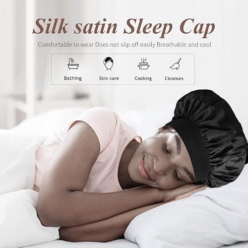 SWEET VIEW Silk Bonnet Satin Bonnet, Silk Hair Wrap for Sleeping, Soft and Comfortable Silk Sleep Cap thumbnail 5