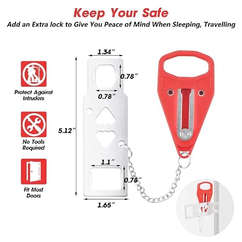 AceMining Portable Door Lock Home Security Door Lock Travel Lockdown Locks for Additional Safety and Privacy Perfect for Traveling Hotel Home Apartment College thumbnail 2