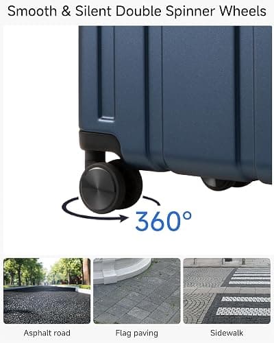 LUGGEX Carry On Luggage 22x14x9 Airline Approved, L2 100% PC Hard Shell Travel Suitcase with Smooth Spinner Wheels, TSA Lock (Black, 20 Inch, 40L) thumbnail 4