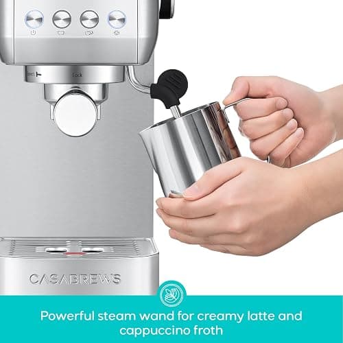 CASABREWS 3700 Essential Espresso Machine 20 Bar, Stainless Steel Cappuccino & Latte Machine with Steam Frother for Home, 43.9oz Water Tank, Silver thumbnail 6