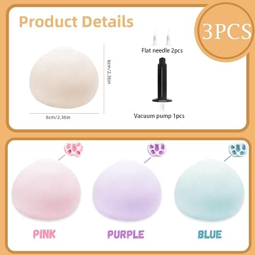Chicooan 3 Pack Squishy Toys Stress Balls, Sand Squishy Balls ASMR Toys with Air Pumps Smoothie Balls for Stress Relief, Squeeze Fidget Toys for Party Favors thumbnail 2