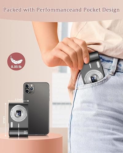 Digital Camera, Autofocus 50MP Vlogging Camera with 32G TF Card & 2 Batteries, 16X Zoom, Flash, Anti-Shake, Compact Portable Small Point and Shoot Digital Camera for Kids Student Teens Beginner thumbnail 3