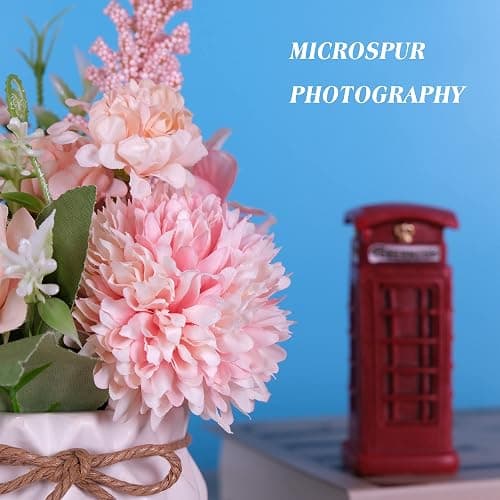 Artificial Potted Flowers Pink, Small Ceramic Vase Fake Flower Plants Desktop Decoration Indoor for Home and Office, Faux Flowers Hydrangea Decora for Table,Bookshelf,Bedroom,Living Room,Party.(Pink) - Pink thumbnail 6