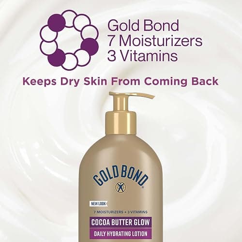 Gold Bond Cocoa Butter Glow Daily Hydrating Lotion with Shea Butter, Cocoa Butter & Coconut Oil, Exfoliating Moisturizer for Dry Skin, 14 oz. thumbnail 7