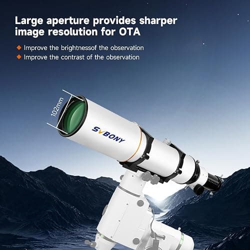 SVBONY SV503 Refractor Telescope, 102mm F7 Extra Low Dispersion Achromatic Refractor OTA, Dual-Speed Focuser, 90mm Back Focus, Telescope for Adults High Powered, for Deep Sky Planets Astrophotography thumbnail 2