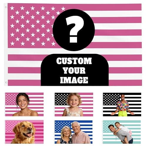 Custom Pink American Flag 3x5 Ft, Personalized Funny Flags with Photo Text, Tear Resistant Tapestry for Room Dorm Concert Outdoor Garden Decor - Image 1