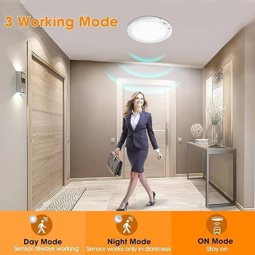 Gotopceed Rechargeable Motion Sensor Ceiling Light with Remote - Magnetic Wireless Ceiling Light Battery Powered for Closet Shower Stairs Shed Hallway ect thumbnail 4