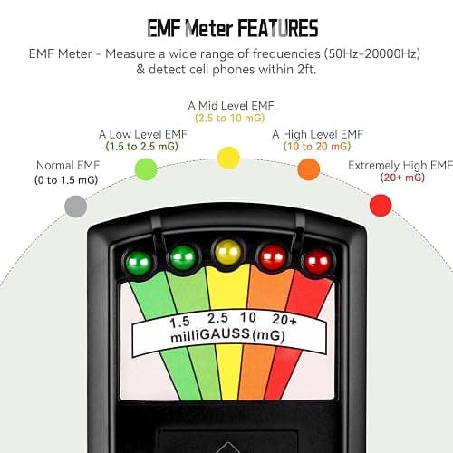 color tree Handheld LED EMF Magnetic Field Ghost Hunting Detector Electromagnetic Paranormal Equipment Tester 50Hz-20,000Hz Black thumbnail 3