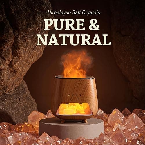 JJNJJN Essential Oil Diffuser for Home: 200ml Aromatherapy Diffuser with Himalayan Pink Salt Rock, Cool Mist Humidifier with Auto Off Function and 9 Colors LED Night Light for Bedroom thumbnail 5