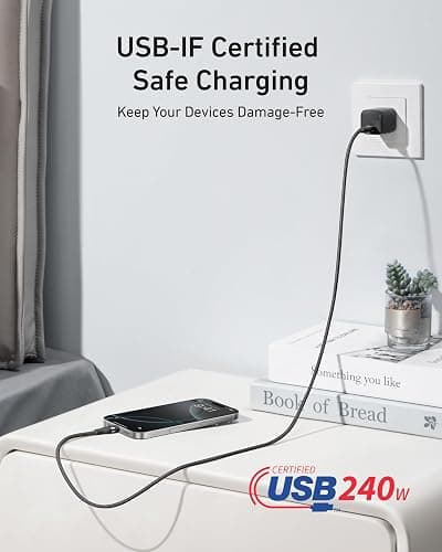 Anker Nano USB C Cable Softline, 240W 1FT Flexible Multi-Color Braided Cord, Fast Charging Type C Charger for iPhone 17 Series, MacBook Pro and More(Black) thumbnail 6